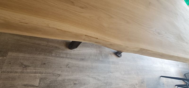 Industrial table top solid oak machine foot cast iron