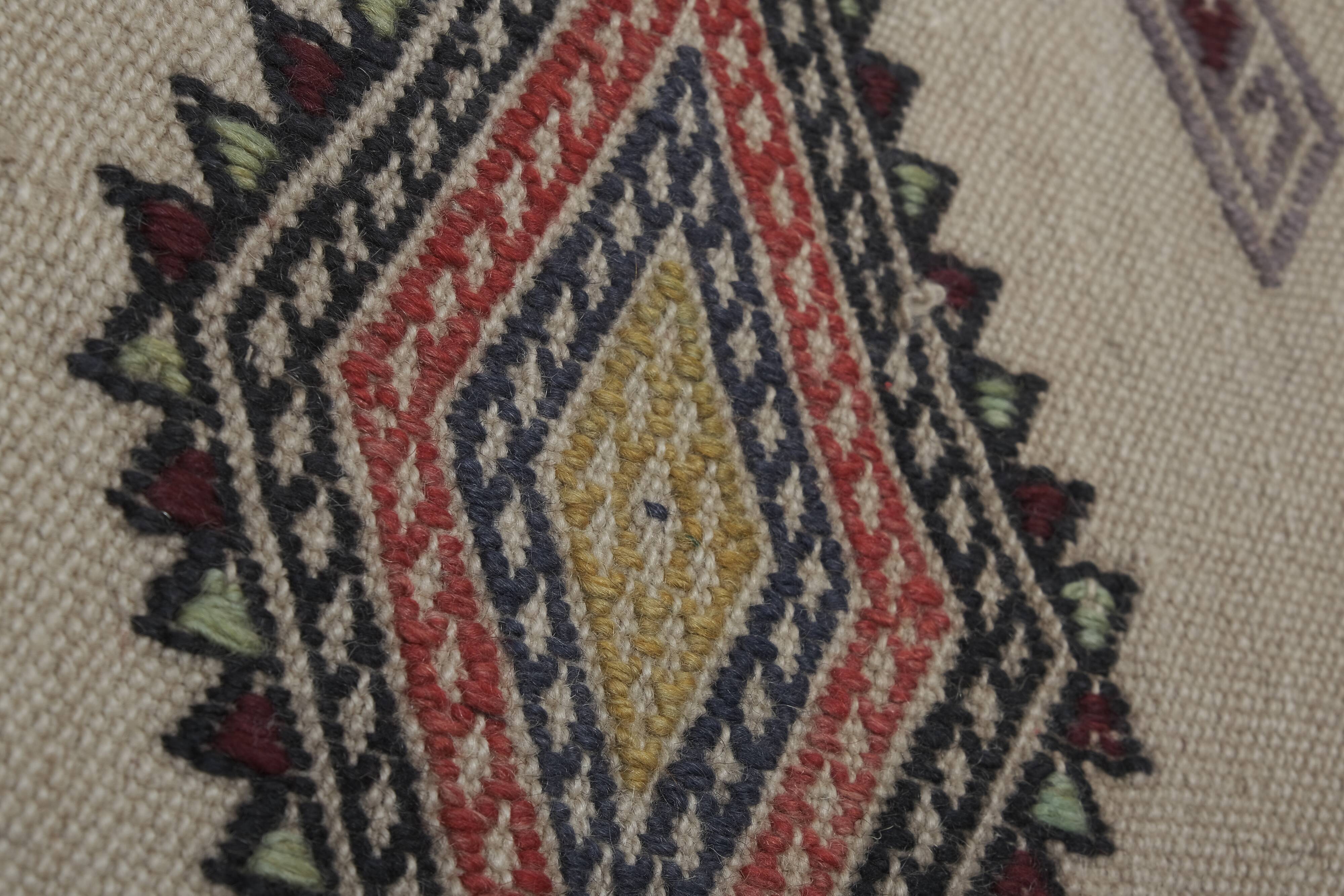 Mid Century Turkish Long Kilim Runner with Modern Design 1'11'' x 13'8''