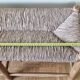 Wooden entrance bench and vintage straw 90 cm