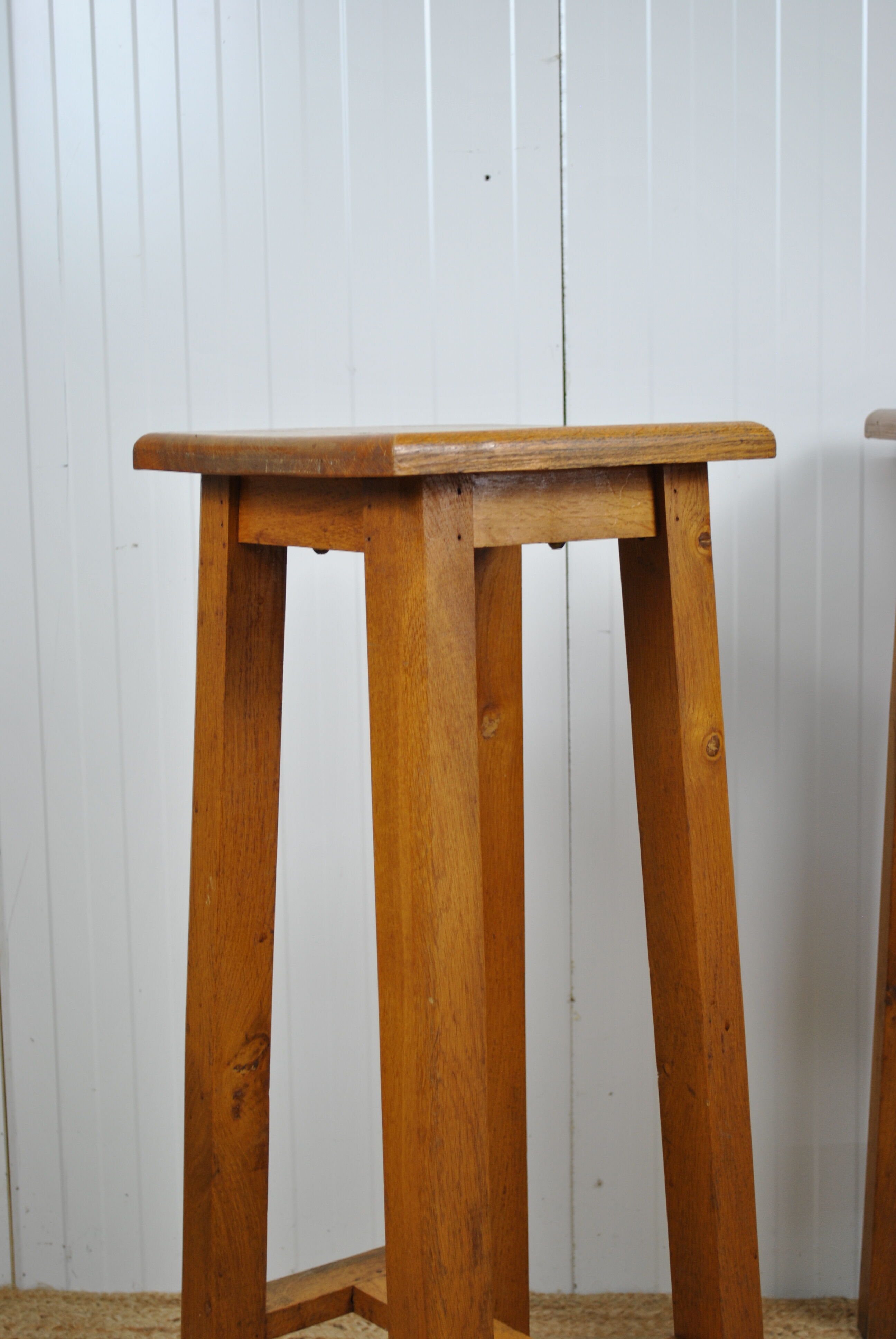Pair of bar stools in oak 1950