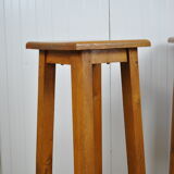 Pair of bar stools in oak 1950