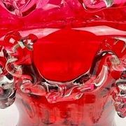 Raspberry red glass jardinière, taste of Auguste Jean or Legras.