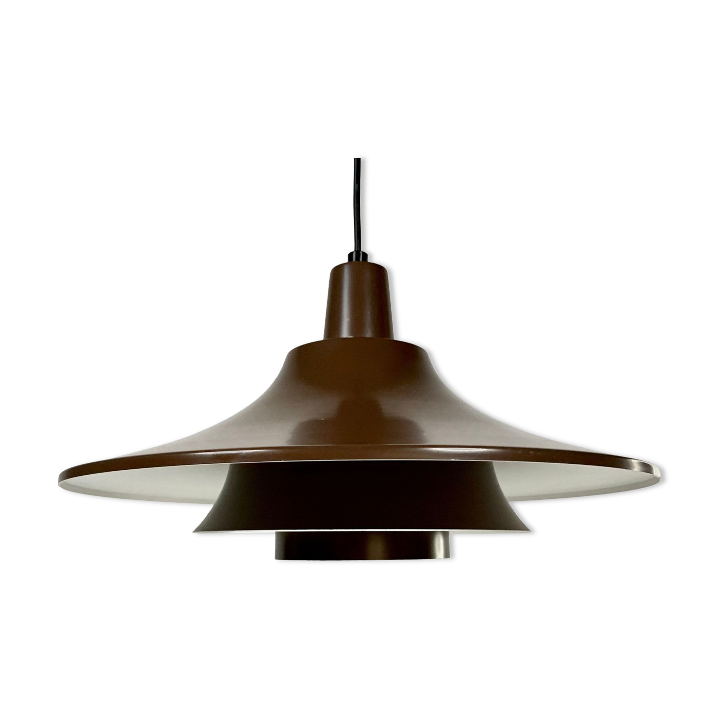Suspension in chocolate lacquered aluminium produced in Denmark, Scandinavian design 1970-1980