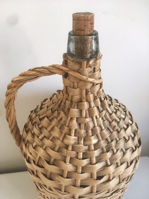 Demijohn old dress in vintage rattan