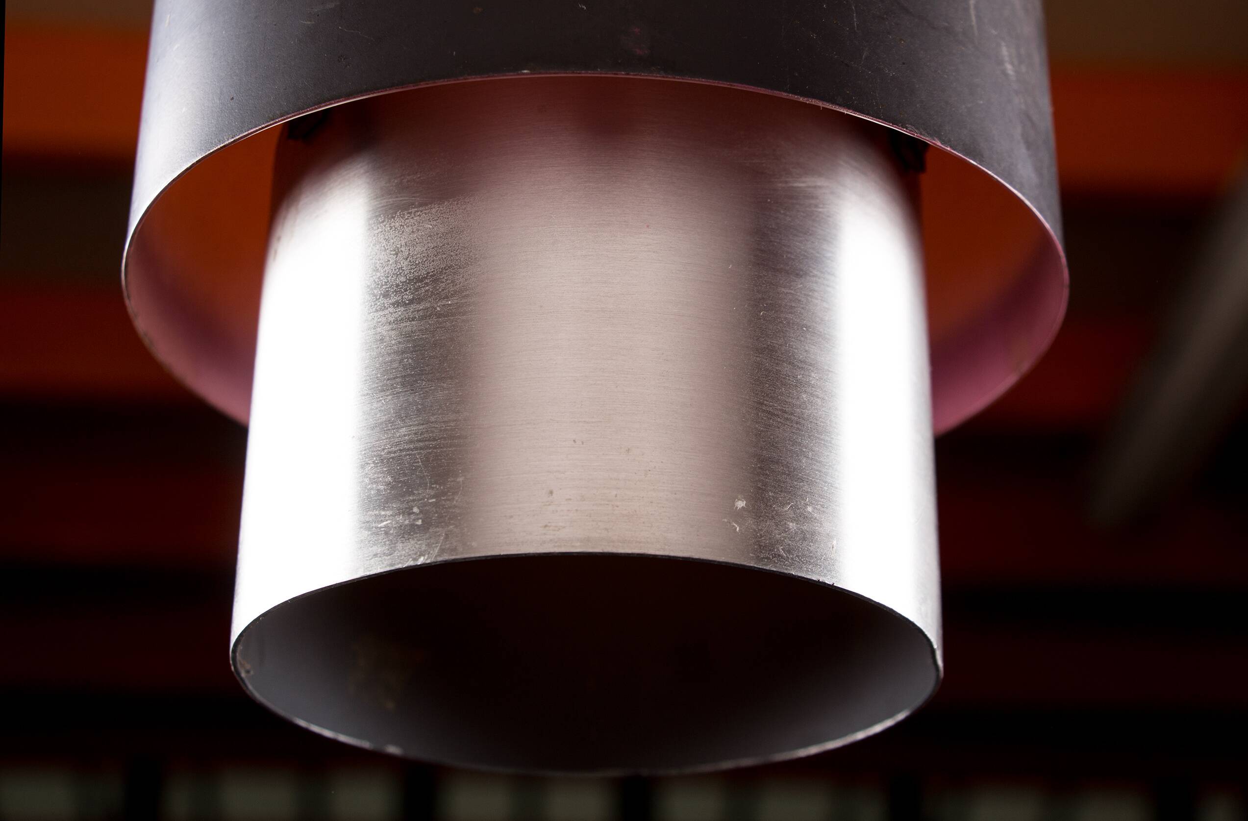 Large Danish aluminum pendant light, Zénith model by Jo Hammerborg for Fog & Mørup 1960.