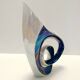 White and Iridescent Blue Ceramic Vase / Centerpiece by Lusso, Italy