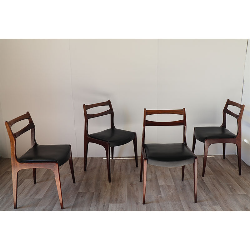 Series of 4 Scandinavian teak chairs 1960