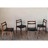Series of 4 Scandinavian teak chairs 1960