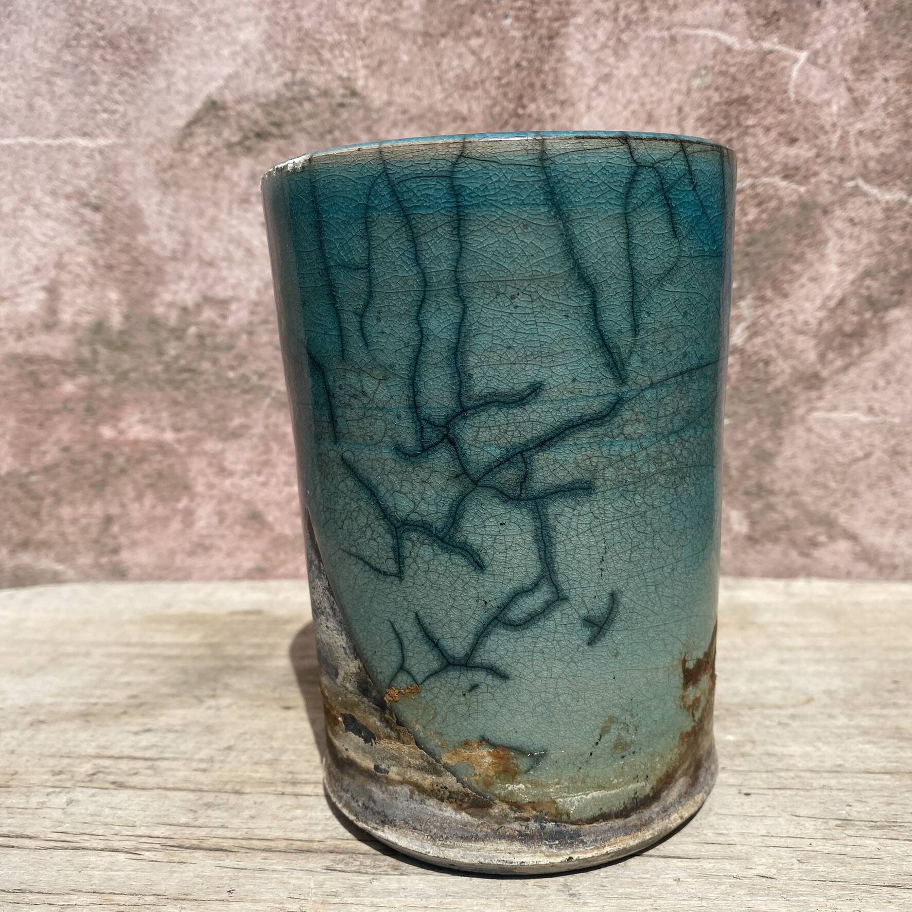 Handcrafted Raku ceramic vase