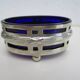 Silver metal and cobalt glass salt pots - EP St & co