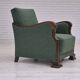 Fauteuil relax danois des années 1950, tissu en laine mélangée verte, bois de hêtre.