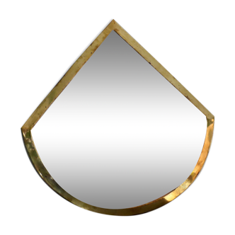 Originally shaped golden brass mirror - 43x43cm
