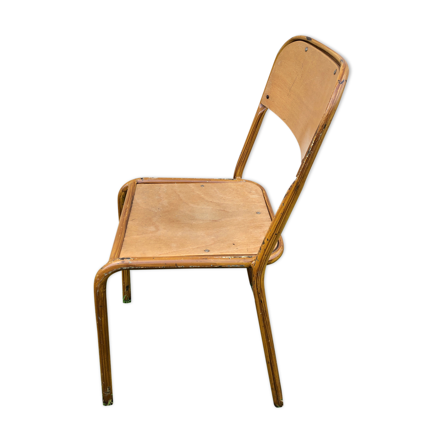 School chair brown vintage wood and metal painted wood way