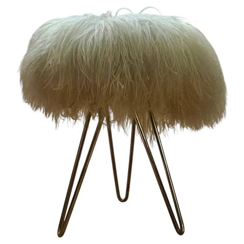 Rare Midcentury Brass and Hairpin Tripod Stool, Germany, 1960s