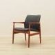 Lounge chair by Grete Jalk, solid teak frame, black leather upholstery, Denmark, 1970s