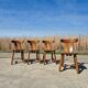 Brutalist set solid oak round dining table 4 chairs Depuydt Belgium