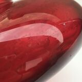Red crystal collar vase with translucent collar