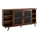 Modern Fluted Glass Door Sideboard with Curved Ends & Storage