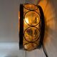 Vintage ceiling lamp amber crackle glass 1970s