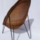 Wicker and metal egg armchair