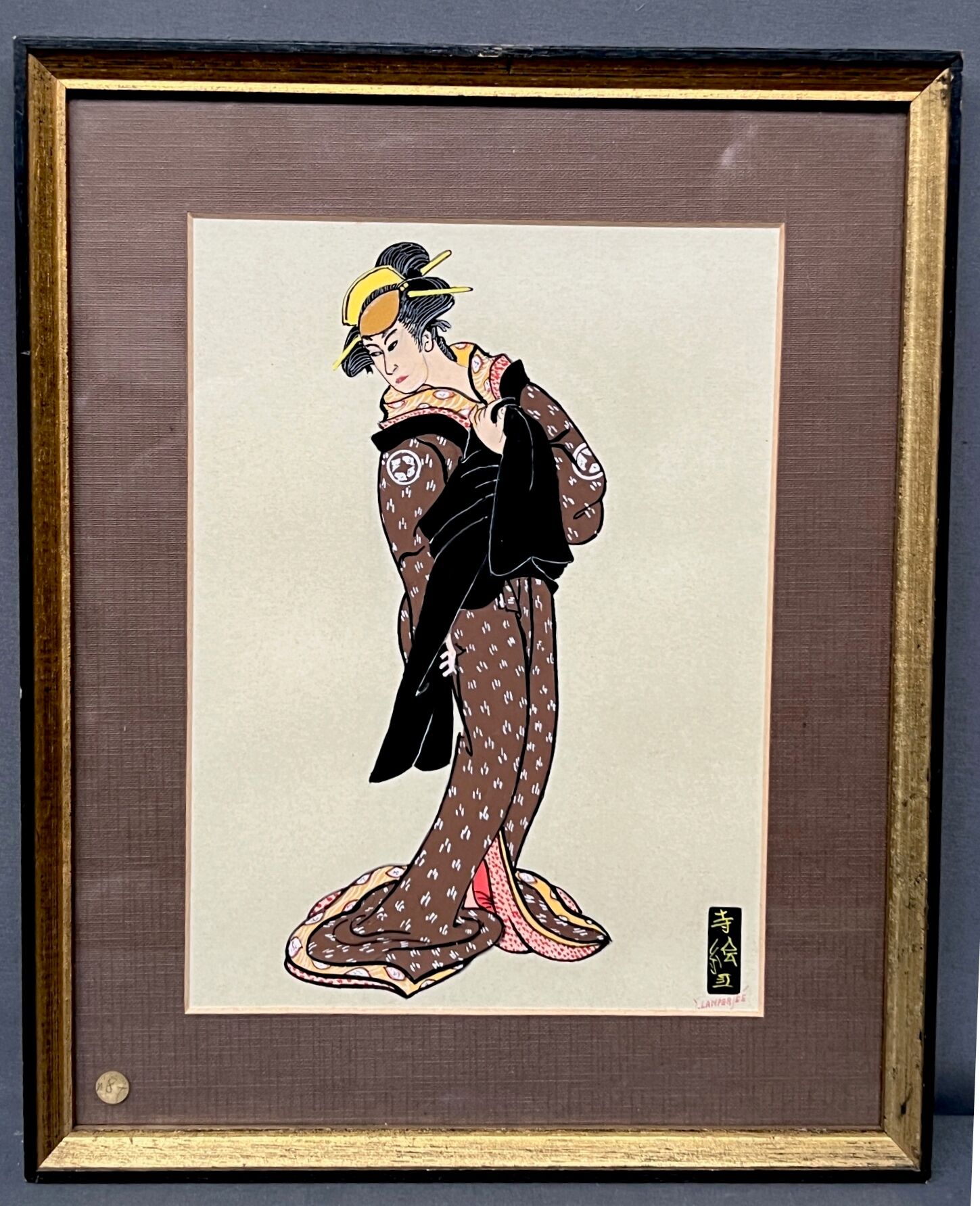 Set of gouache paintings "Actors of Kabuki Theatre".