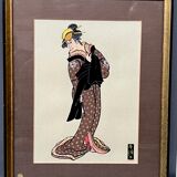 Set of gouache paintings "Actors of Kabuki Theatre".