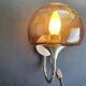 Chrome metal wall light with smoked glass from the 1980s.