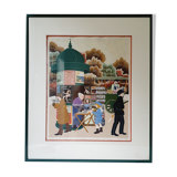 Lithographie "kiosque à montmartre" signed and numbered