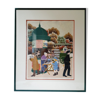 Lithographie "kiosque à montmartre" signed and numbered