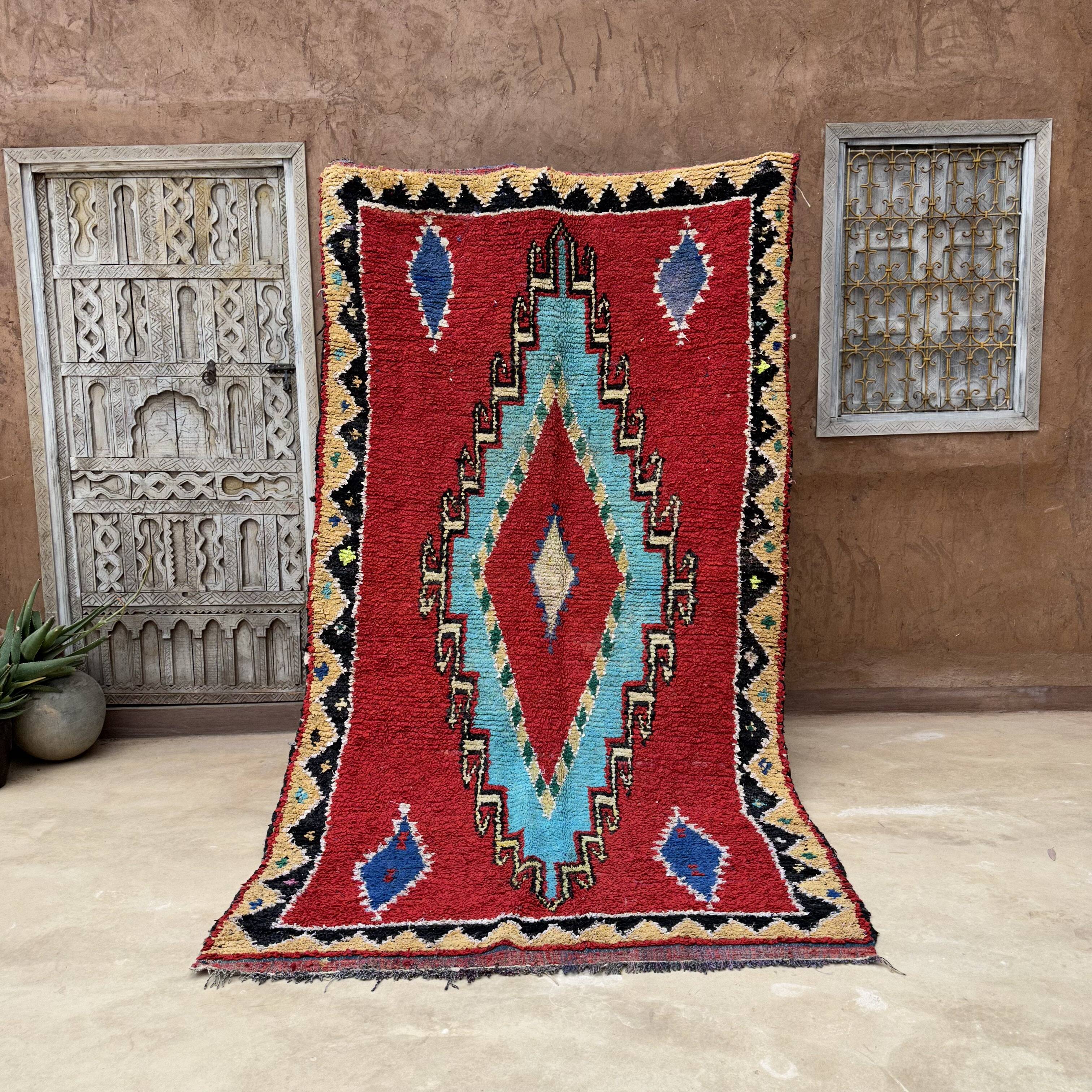 Tapis Berbère Boucherouite coloré - 145 x 267 cm