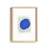 Collection of 4 abstract paintings on paper - klein blue - signed eawy