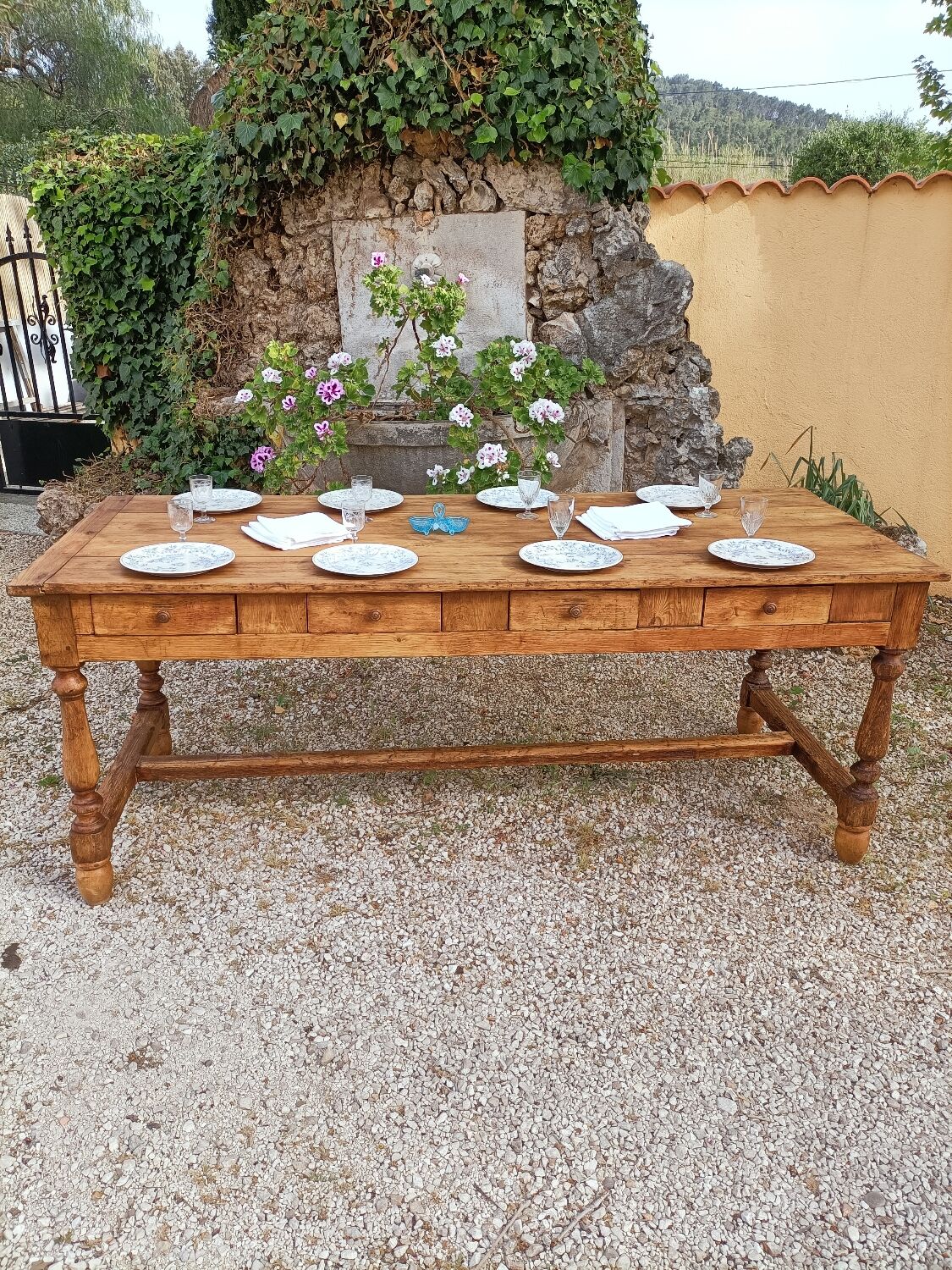 Large old farmhouse table 8 drawers
