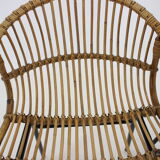 1970s pair of Alan Fuchs rattan and iron lounge chairs, Czechoslovakia