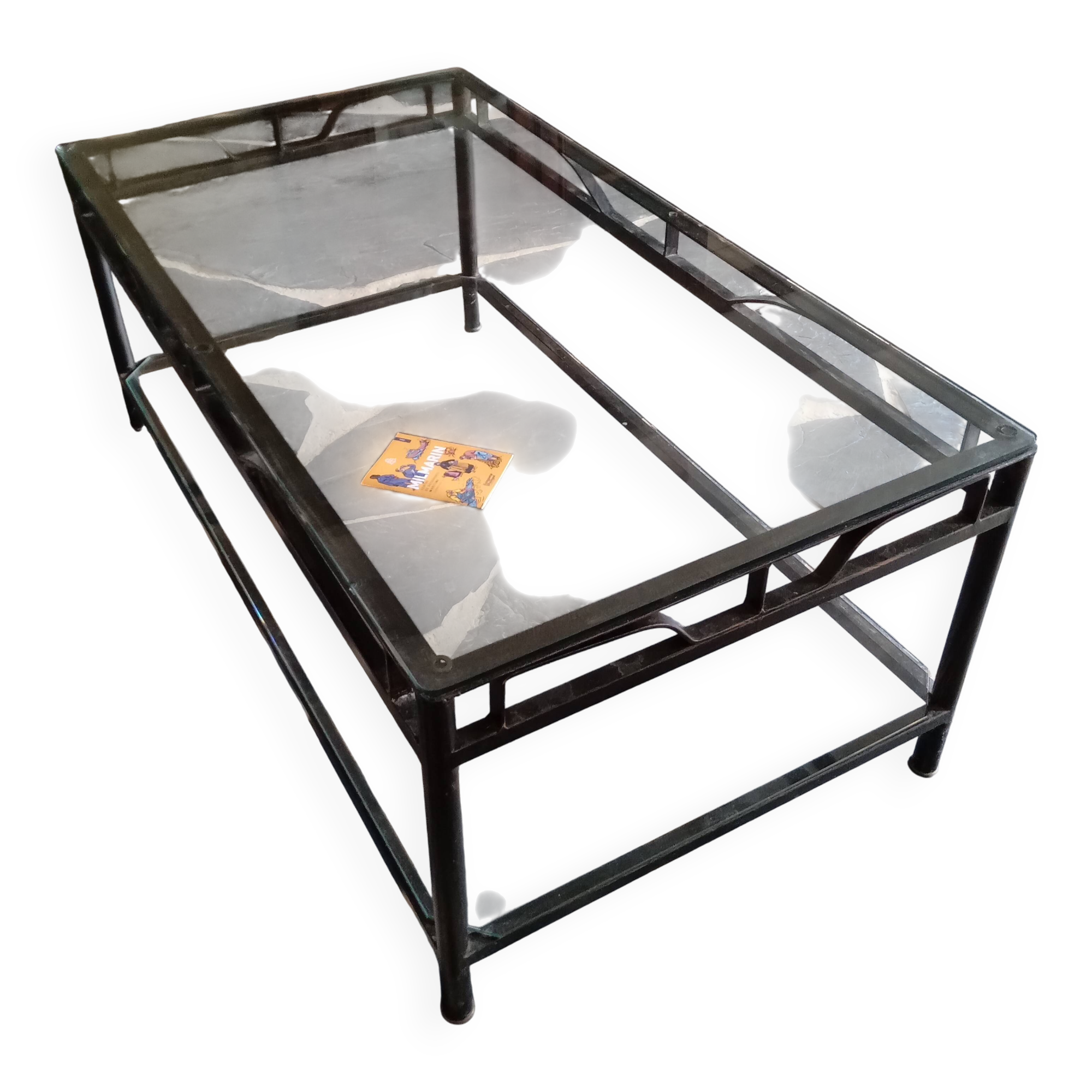 Table basse verre et fer