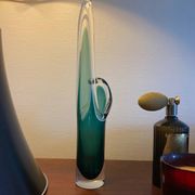 Shell crystal art sculpture vase by Paul Kedelv for Flygsfors, Scandinavian glass