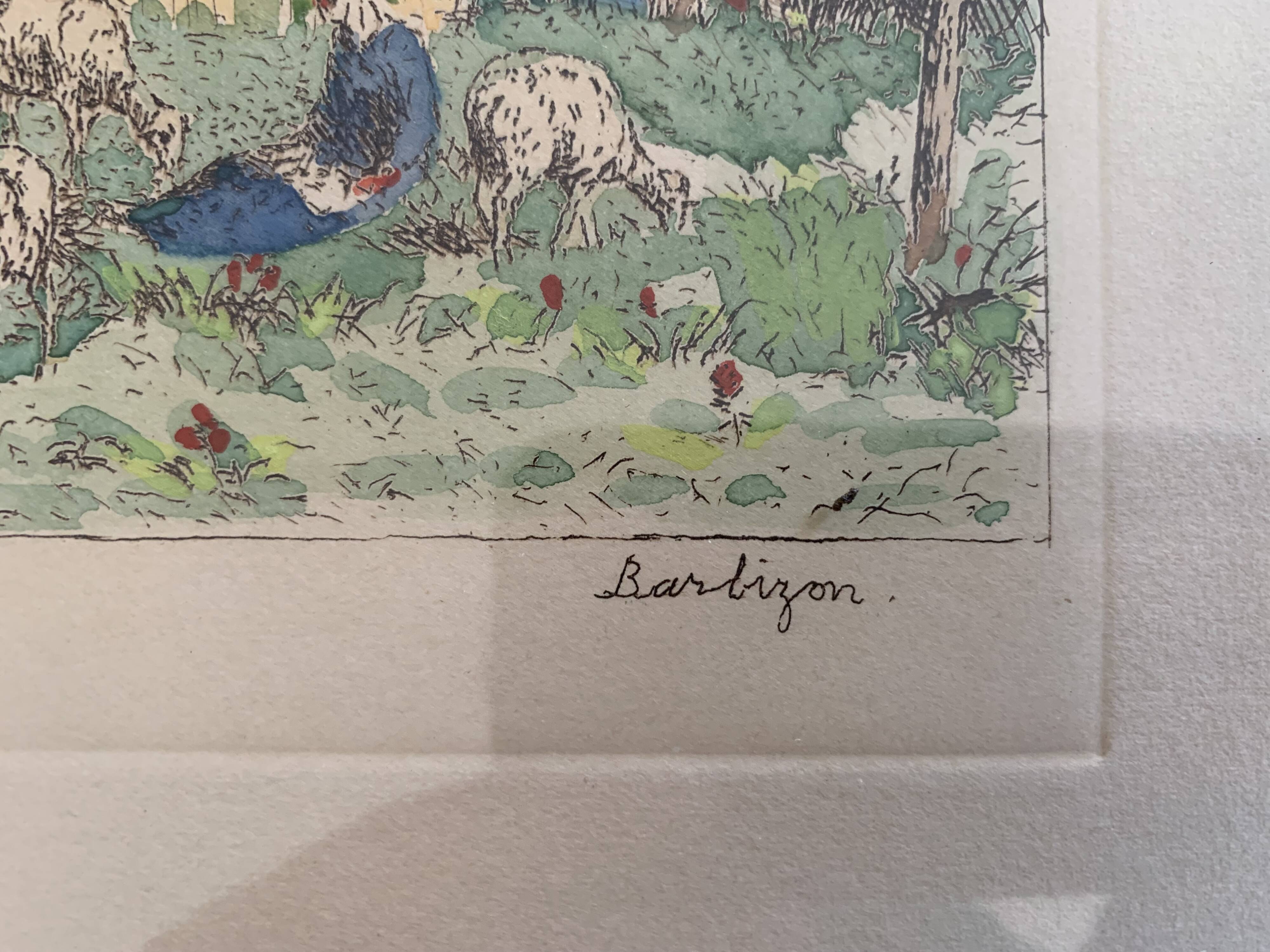 Antique print Marcel Jacque, Barbizon