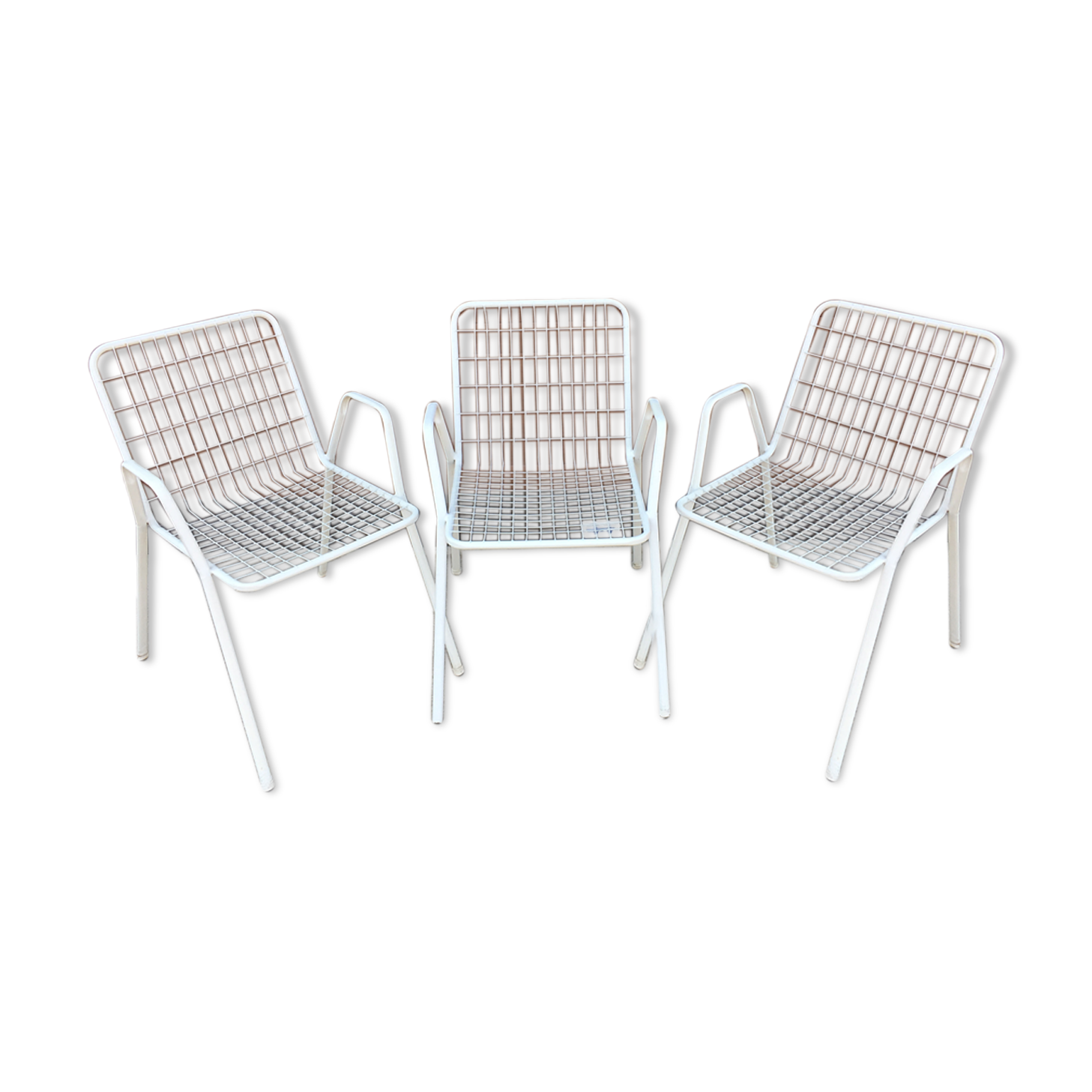 Suite of 3 chairs metal color type white EMU model RIO