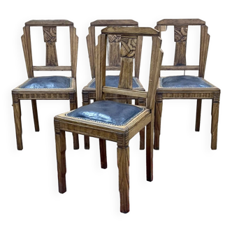 Série de 4 chaises Art déco en chêne