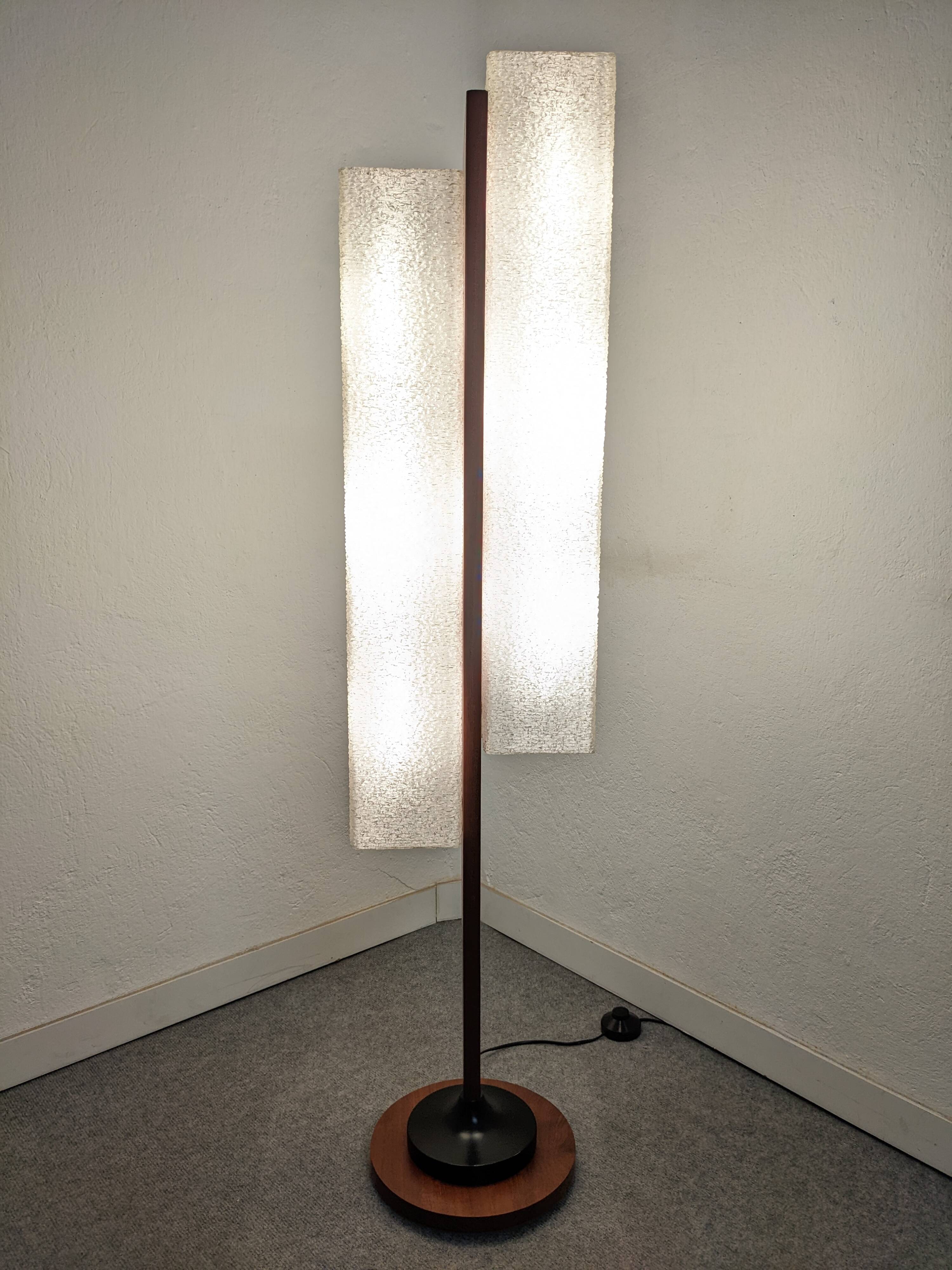 Danish floor lamp in teak and pearly resin from the 50s/60s
