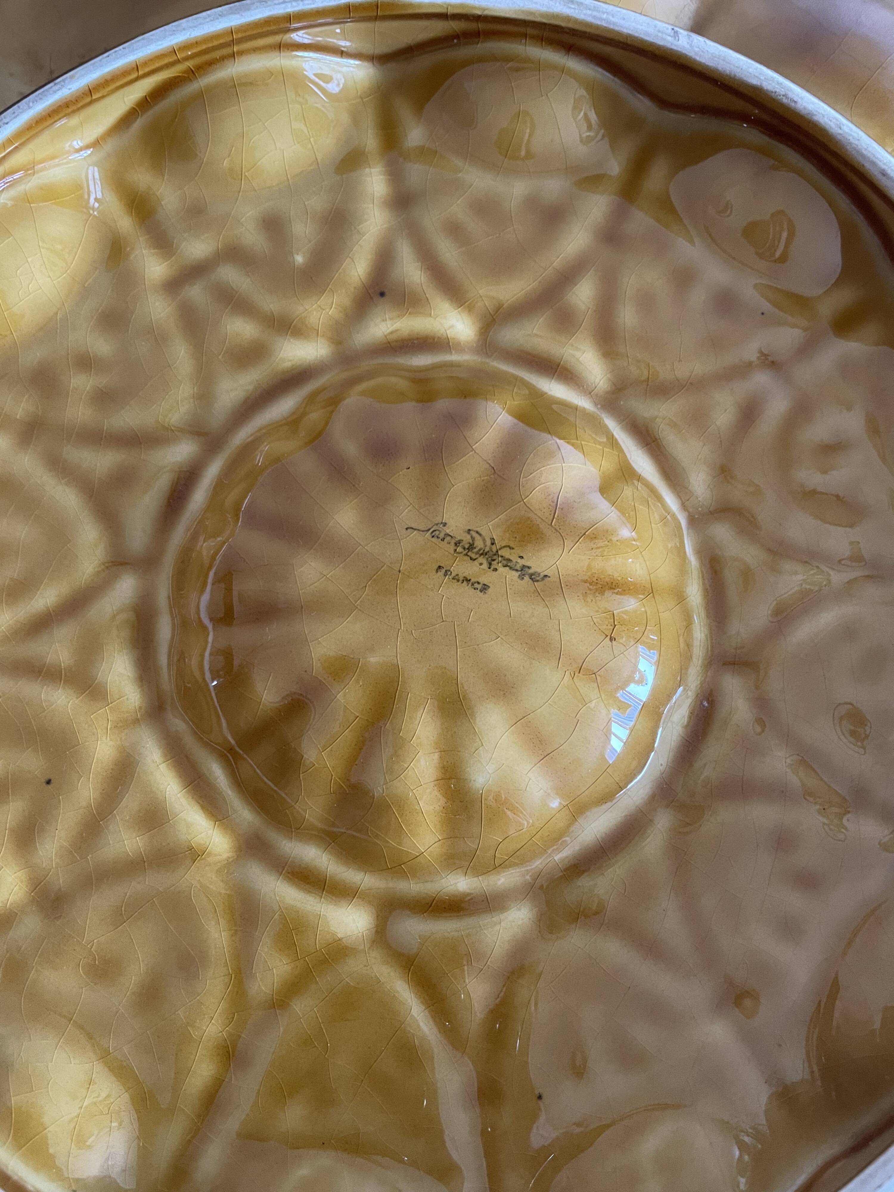 Sarreguemines earthenware oyster dish