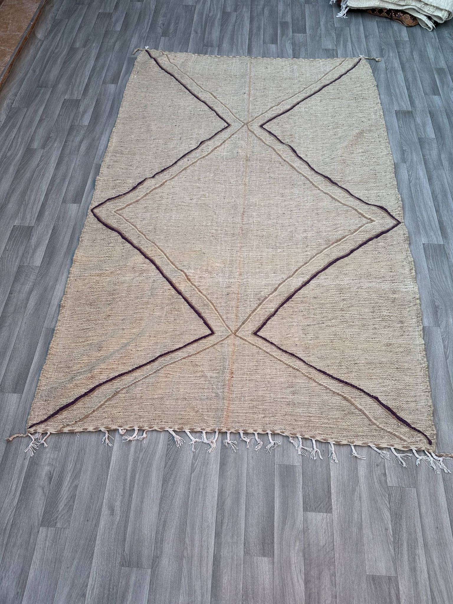 Tapis marocain en laine tissé à la main – Kilim berbère, décoration bohème