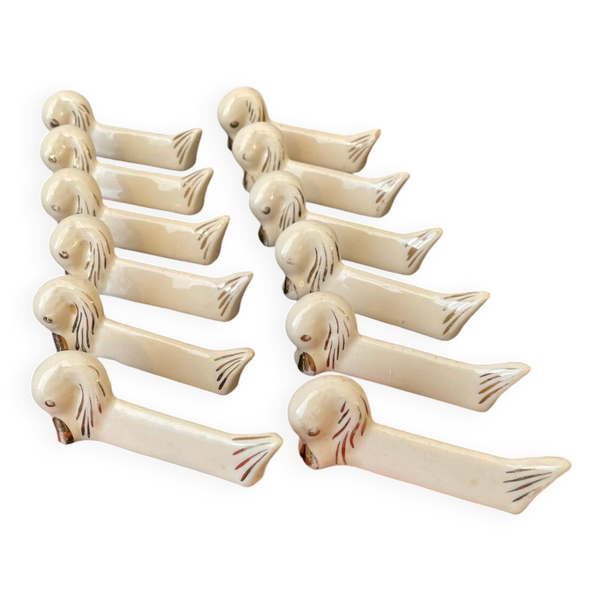 12 Art Deco ceramic knife holders