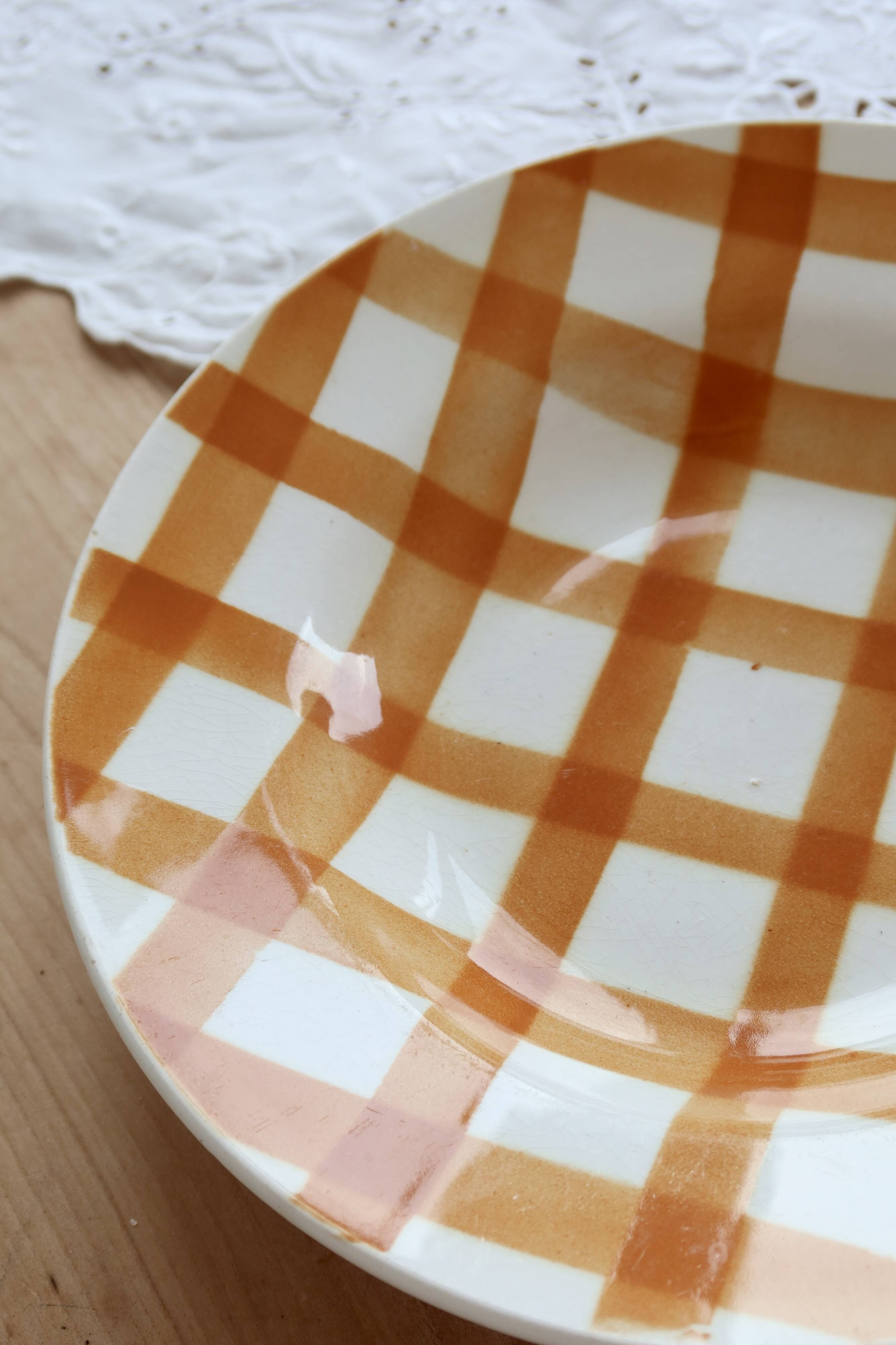 Vintage deep plate Moulin des Loups model Brown Tablecloth