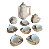 Wooden trompe-l'oeil coffee service – signed Vallauris Grandjean-Jourdan