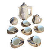 Wooden trompe-l'oeil coffee service – signed Vallauris Grandjean-Jourdan
