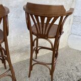 2 tabourets de bar en bois avec accoudoirs
