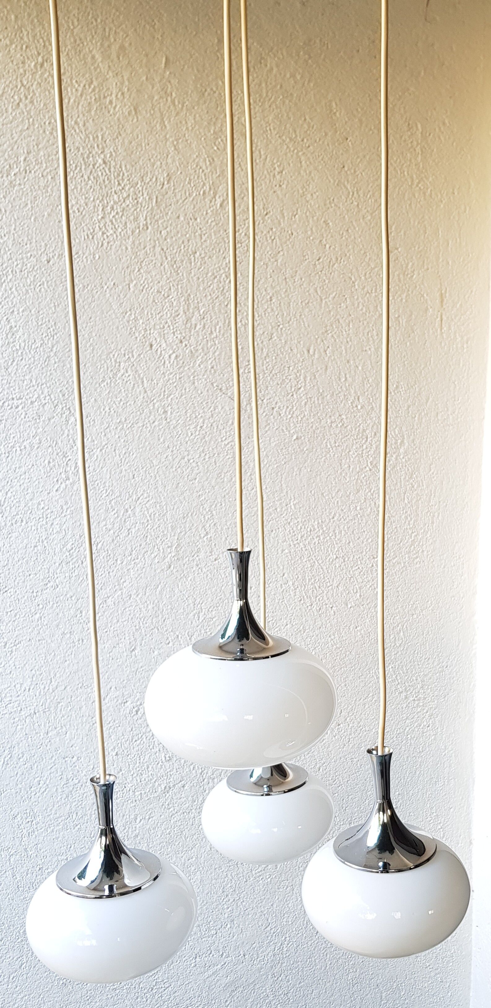 opaline and chrome metal chandelier 70