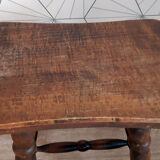 Brown turned wooden stool.