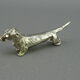 Set of 6 silver metal knife holders with basset dachshund dogs