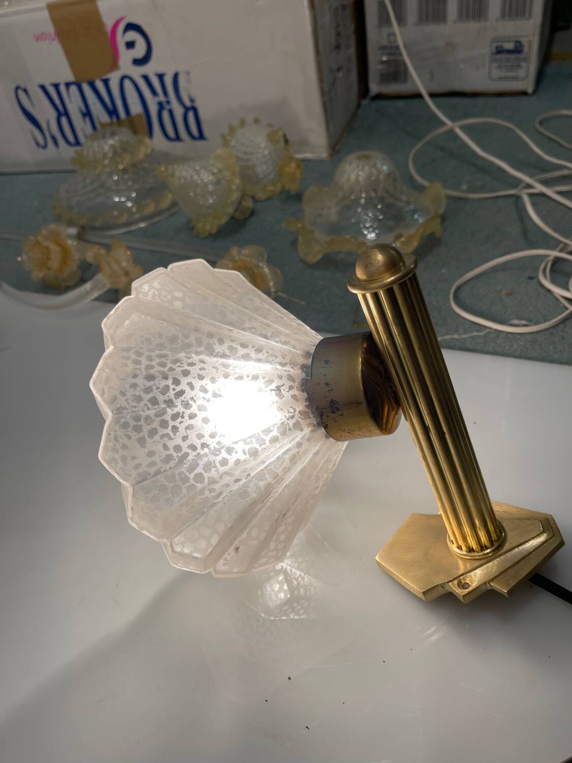 Murano Glass Brass Sconces Set of 3 1950’s